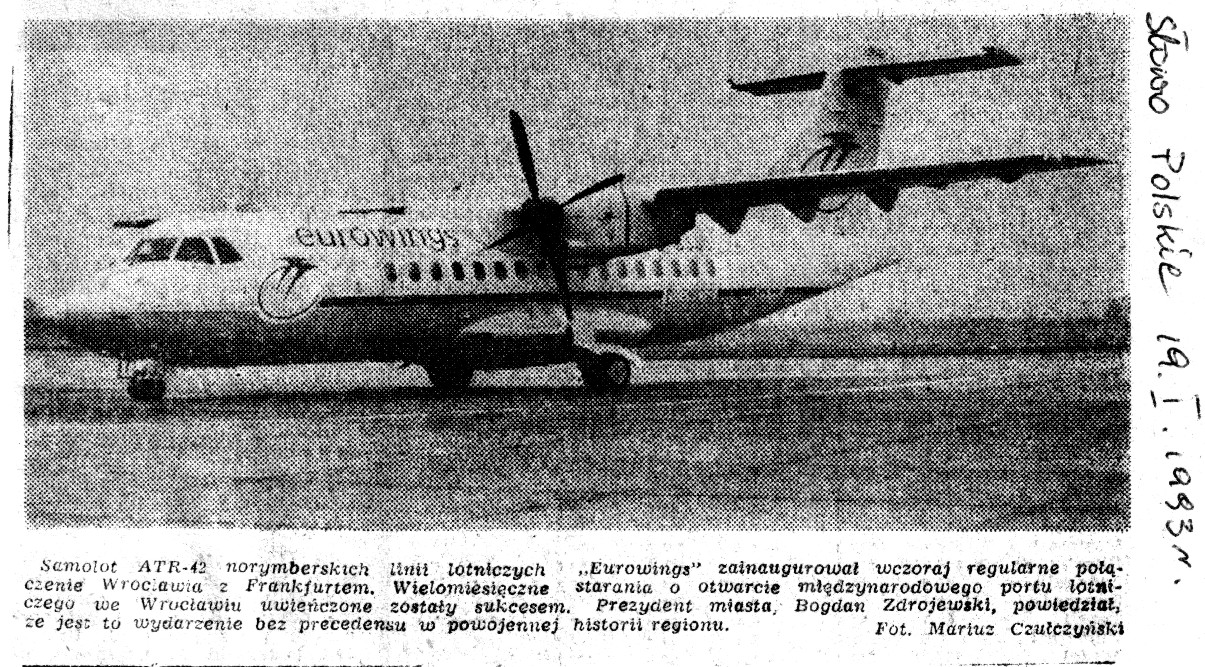 30 lat temu uruchomiono pierwsze międzynarodowe połączenie lotnicze z Wrocławia